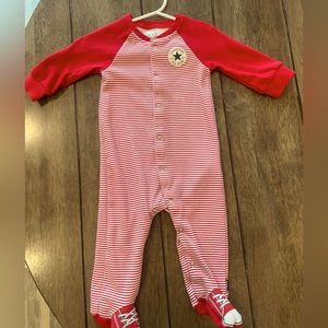 Converse Footed Bodysuit. Unisex. Size: 9 mos. Color: Red. Brand New w/o Tags.